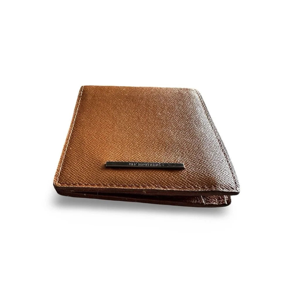 Van Brothers Carmel Brown Textured Bifold Wallet Excellent
